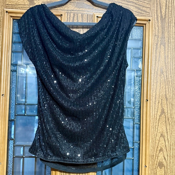 NWT Edgy Grace Karin Black Sequin Blouse Party - Picture 3 of 6